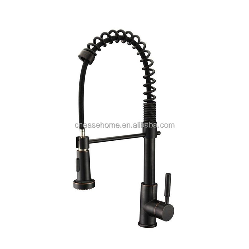 Kitchen Faucets Commercial Solid Brass Single Handle Single Lever Pull Down Sprayer Spring Matte Black Kitchen Sink Faucet Tap