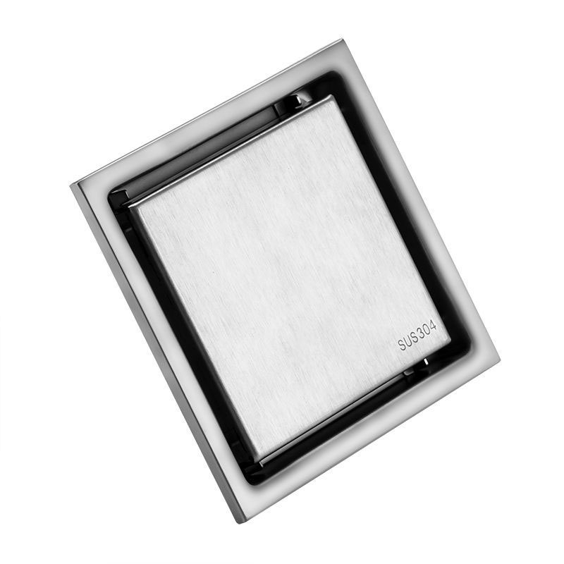 4 Inch 6 Inch Sus304 Stainless Steel Square Shower Floor Drain With Tile Insert Invisible Grate Cover Strainer Brushed Bathroom